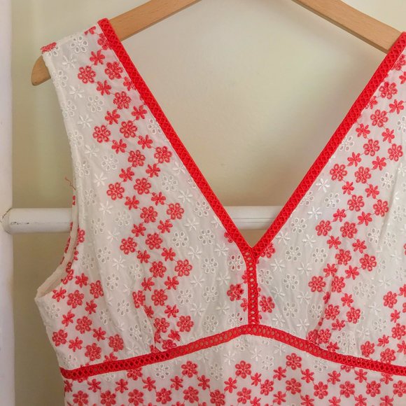 Coral White Lace Eyelet Mini Dress - Picture 2 of 5